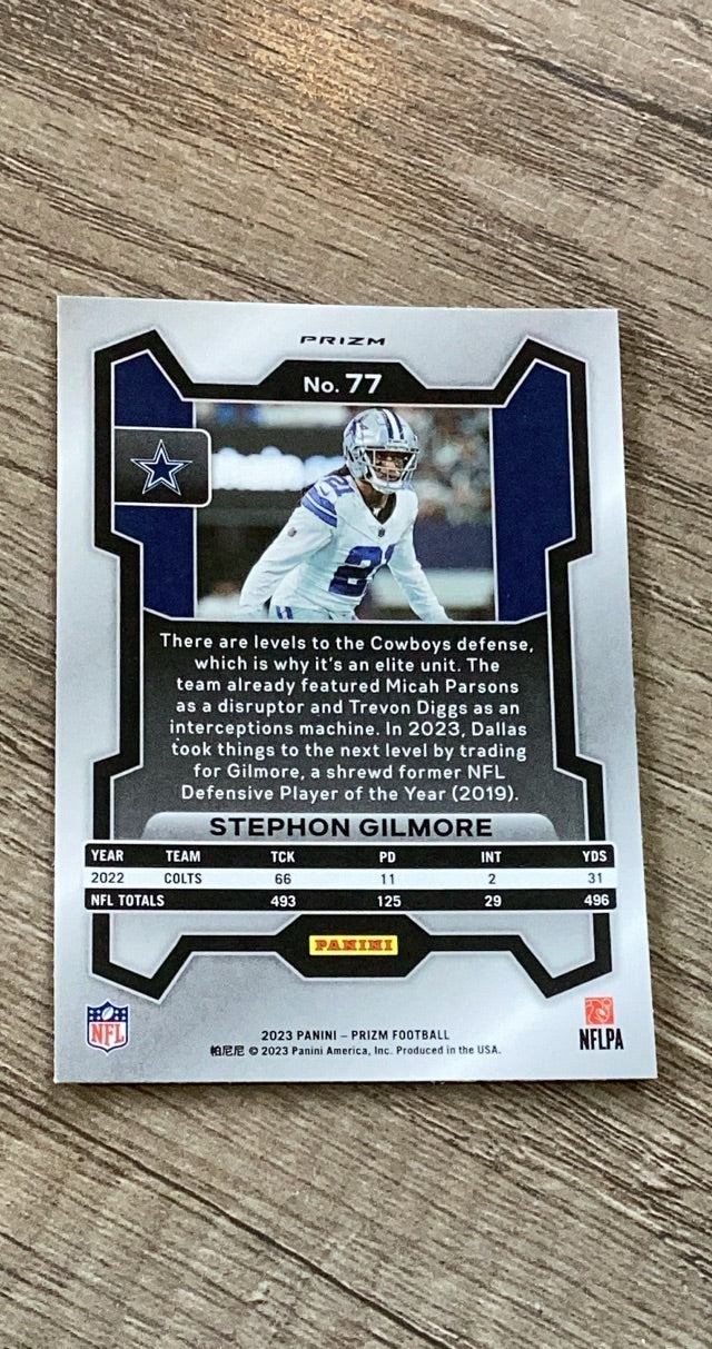 Stephon Gilmore 2023 Panini Prizm Disco trading card image rear