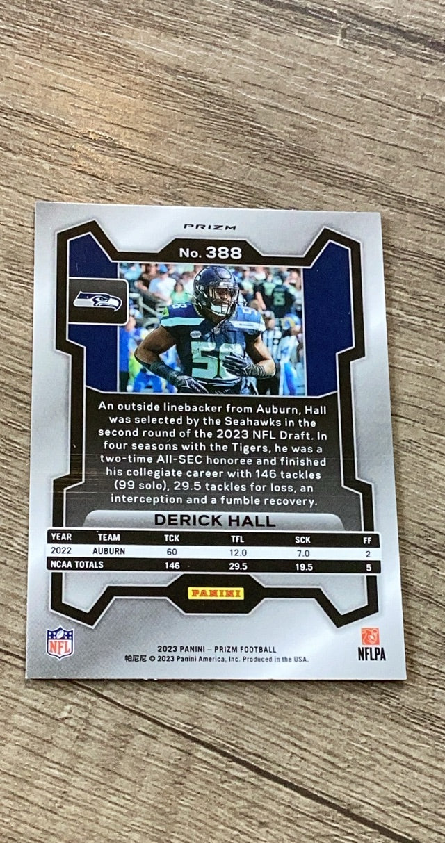Derick Hall 2023 Panini Prizm Lazer trading card image rear