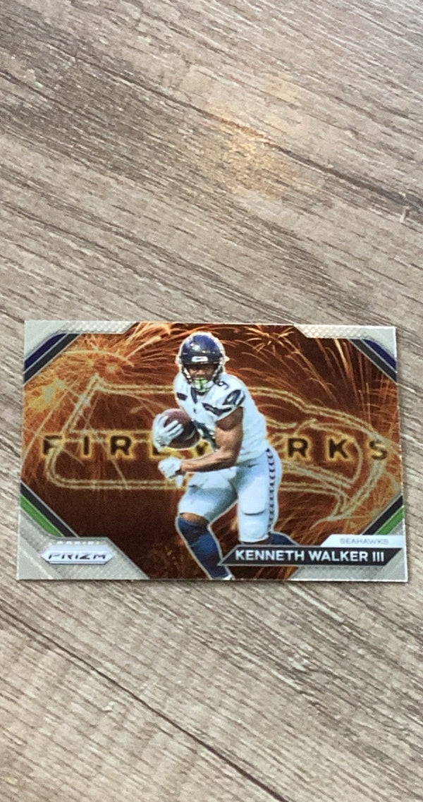 Kenneth Walker III 2023 Panini Prizm Fireworks Prizms No Huddle trading card image front