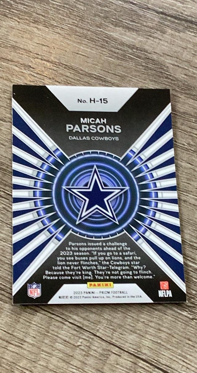 Micah Parsons 2023 Panini Prizm Hype trading card image rear