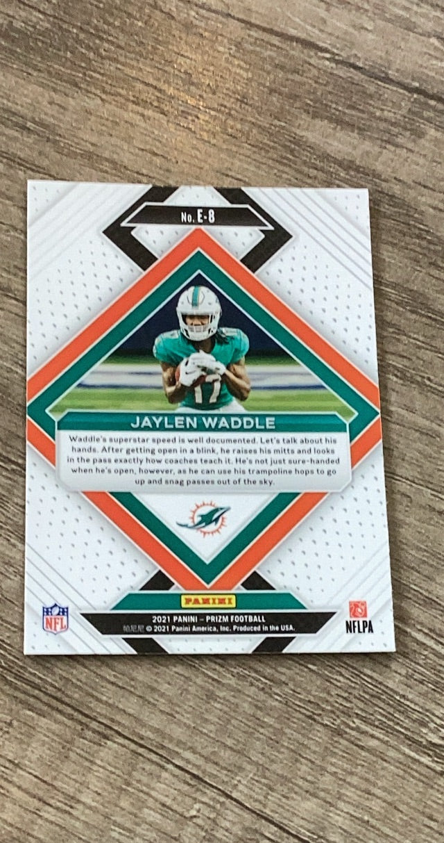 Jaylen Waddle 2021 Panini Prizm Emergent trading card image rear