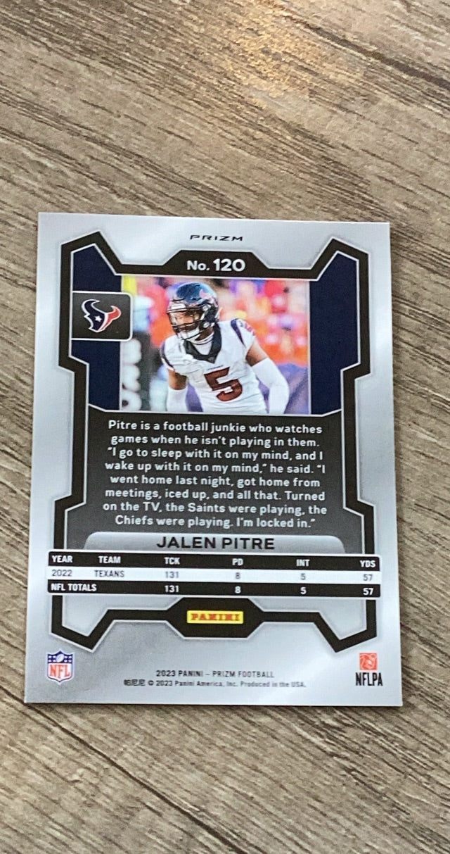 Jalen Pitre 2023 Panini Prizm Silver trading card image rear