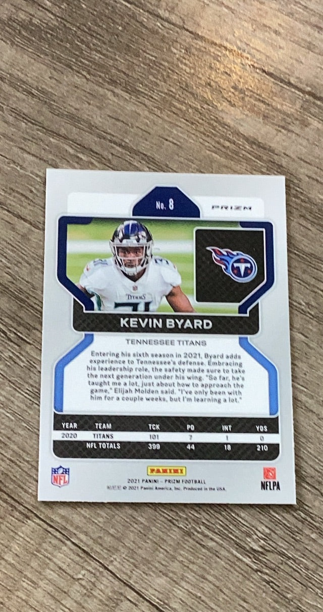 Kevin Byard 2021 Panini Prizm Red Ice trading card image rear