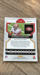 Raheem Mostert 2021 Panini Prizm Red White and Blue trading card image rear