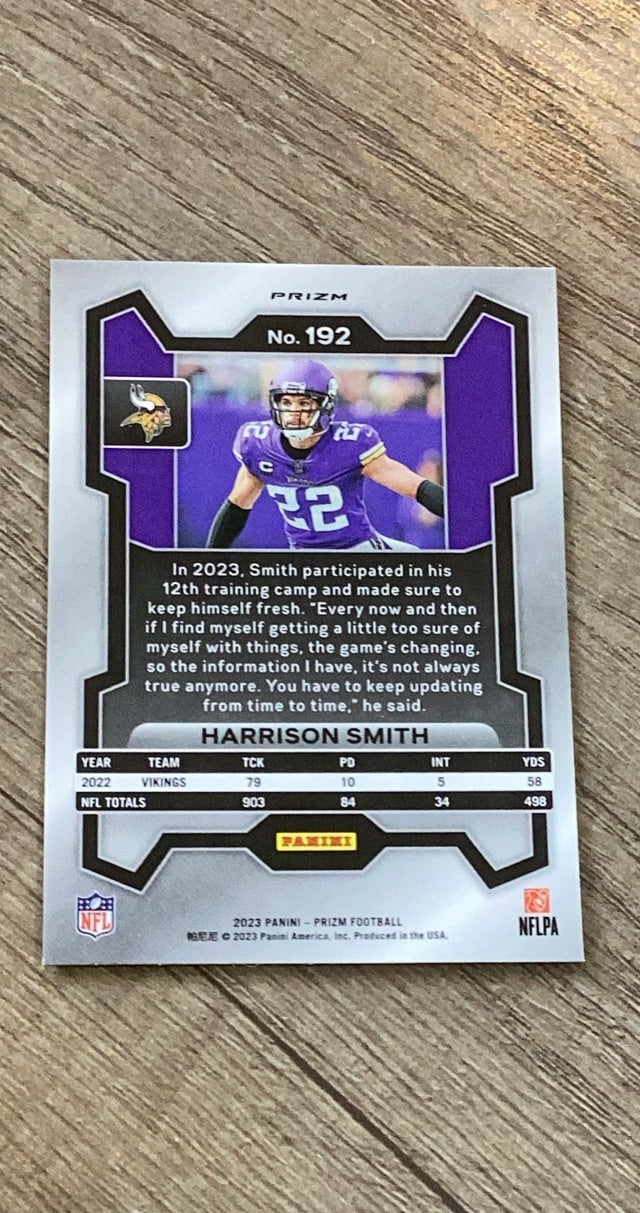 Harrison Smith 2023 Panini Prizm Neon Green Pulsar trading card image rear
