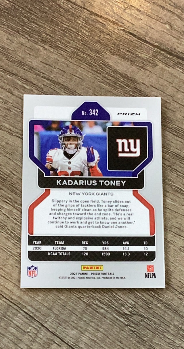 Kadarius Toney 2021 Panini Prizm Green trading card image rear