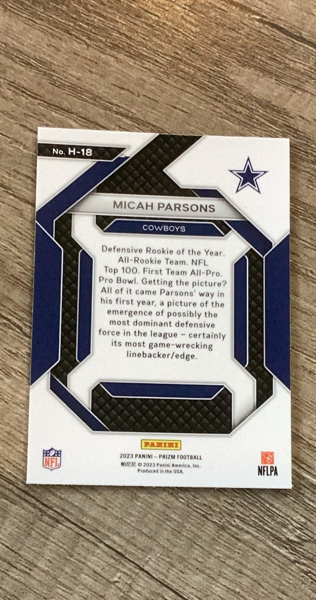 Micah Parsons 2023 Panini Prizm Emergent trading card image rear