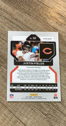 Justin Fields 2021 Panini Prizm Green trading card image rear