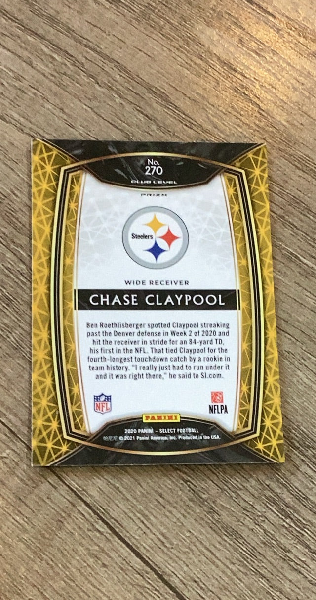 Chase Claypool 2020 Panini Select Silver Prizm trading card image rear