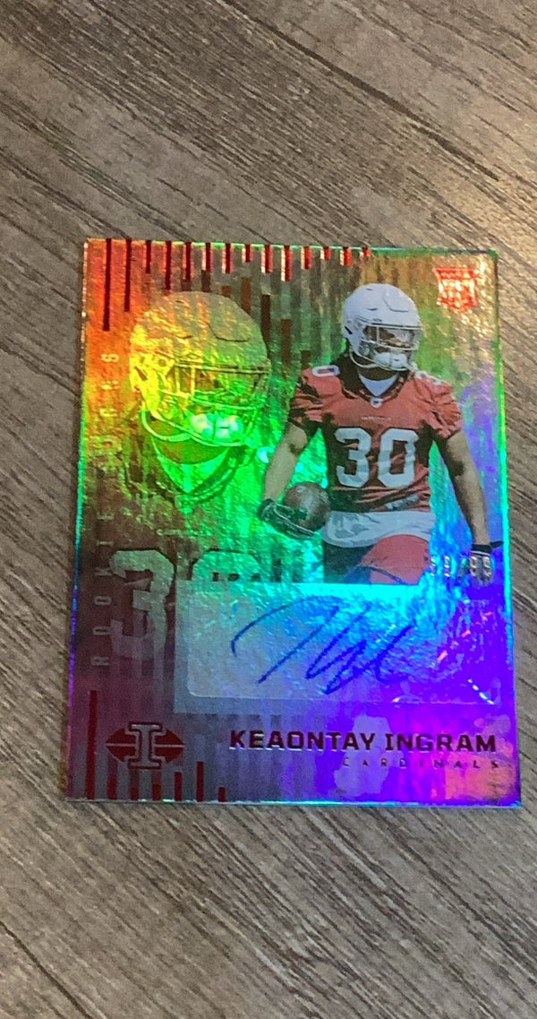 Keaontay Ingram 2022 Panini Illusions Rookie Signs Red trading card image front