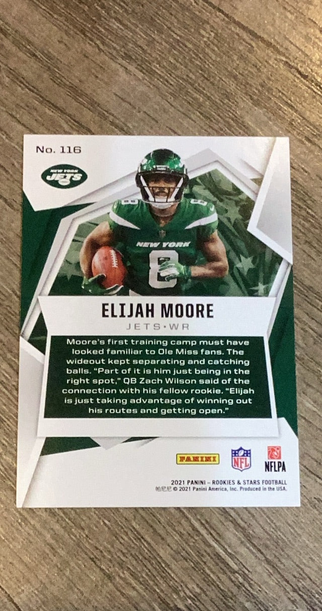 Elijah Moore 2021 Panini Rookies & Stars trading card image rear