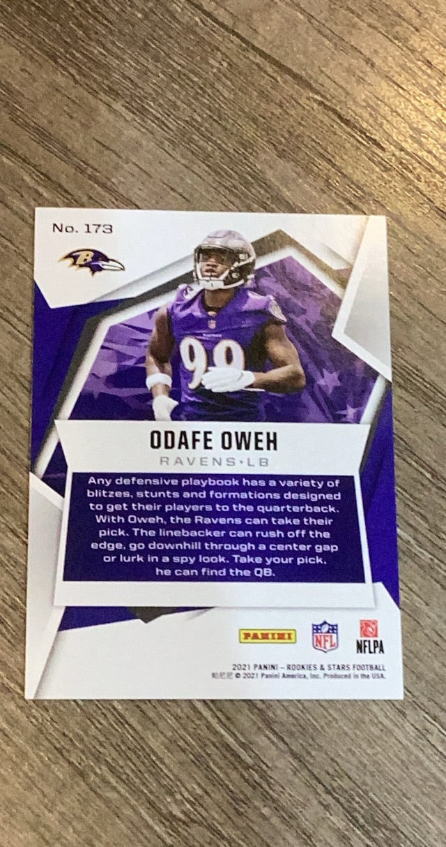 Odafe Oweh 2021 Panini Rookies & Stars trading card image rear