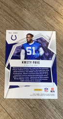 Kwity Paye 2021 Panini Rookies & Stars trading card image rear
