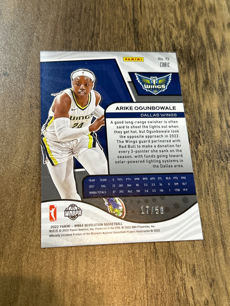 Arike Ogunbowale 2022 Panini WNBA Revolution Cubic /50 Dallas Wings 72 Panini