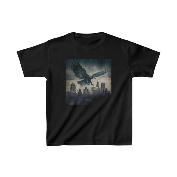 Crafted with LOVE for Landscapes Eagle flying Kansas City skyline Kids Tee Printify