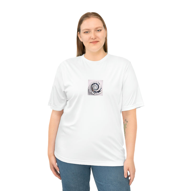 Unisex Zone Performance T-shirt - Spiral galaxy and planets aligned Printify