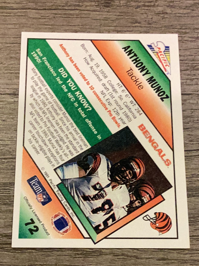 Anthony Munoz Cincinnati Bengals NFL 1991 Pacific 72 Pacific