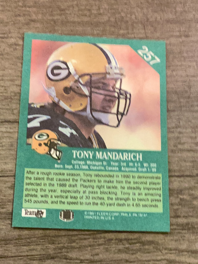 Tony Mandarich Green Bay Packers NFL 1991 Fleer 257 Fleer