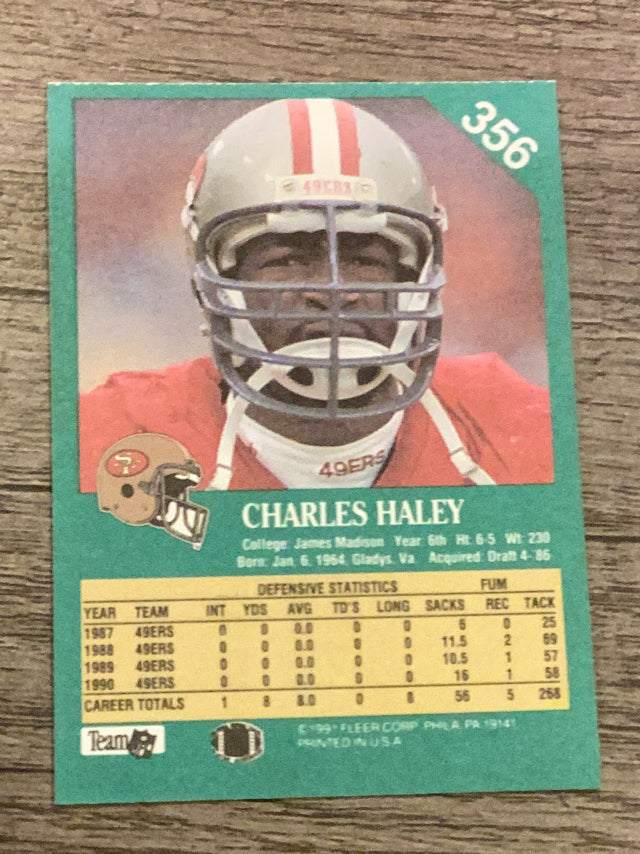 Charles Haley San Francisco 49ers NFL 1991 Fleer 356 UER Fleer