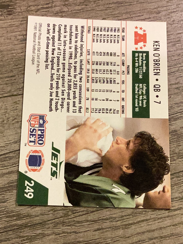 Ken O'Brien New York Jets NFL 1991 Pro Set 249 Pro Set