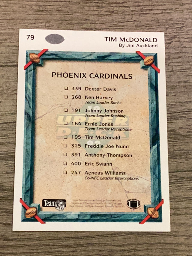 Tim McDonald Phoenix Cardinals NFL 1992 Upper Deck 79 CL Upper Deck