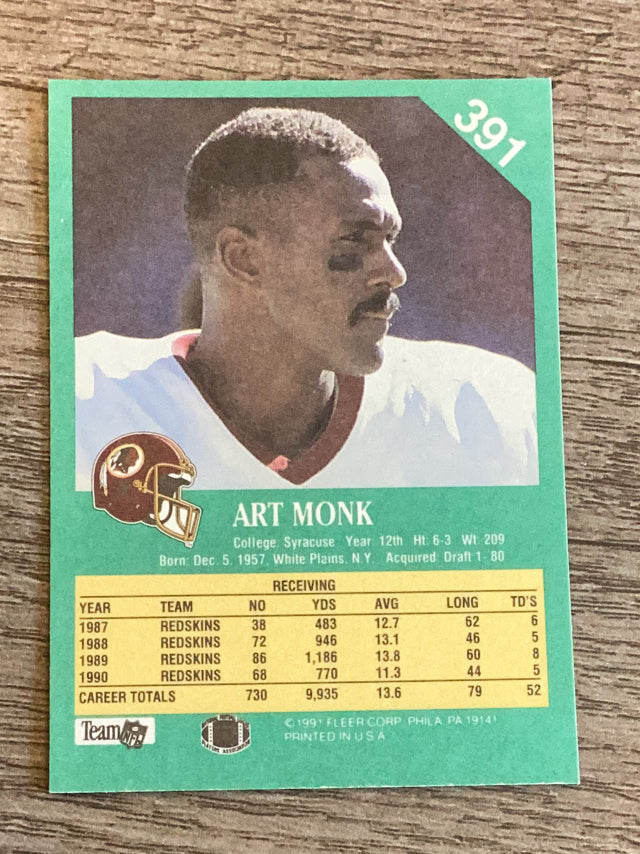 Art Monk Washington Redskins NFL 1991 Fleer 391 Fleer