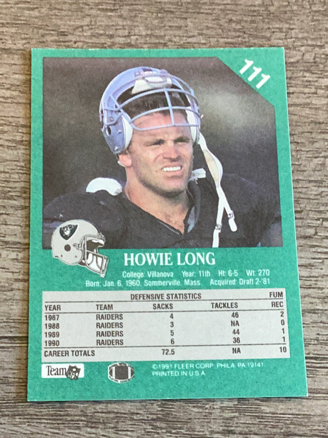 Howie Long Los Angeles Raiders NFL 1991 Fleer 111 Fleer