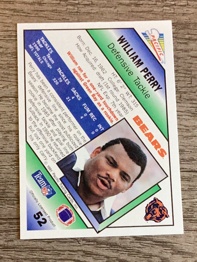 William Perry Chicago Bears NFL 1991 Pacific 52 Pacific