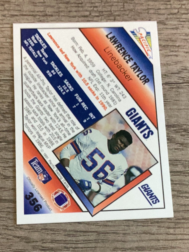 Lawrence Taylor New York Giants NFL 1991 Pacific 356 Pacific