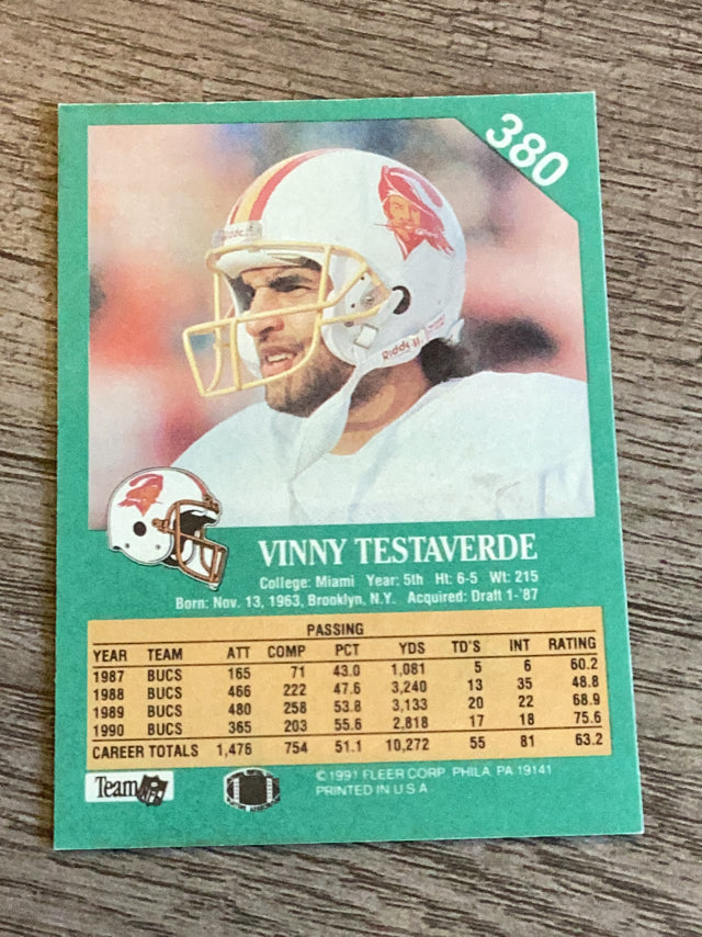 Vinny Testaverde Tampa Bay Buccaneers NFL 1991 Fleer 380 UER Fleer