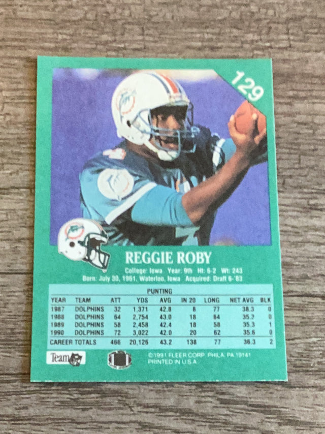 Reggie Roby Miami Dolphins NFL 1991 Fleer 129 Fleer