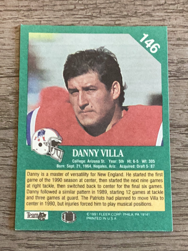 Danny Villa New England Patriots NFL 1991 Fleer 146 Fleer