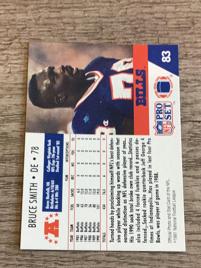 Bruce Smith Buffalo Bills NFL 1991 Pro Set 83 Pro Set