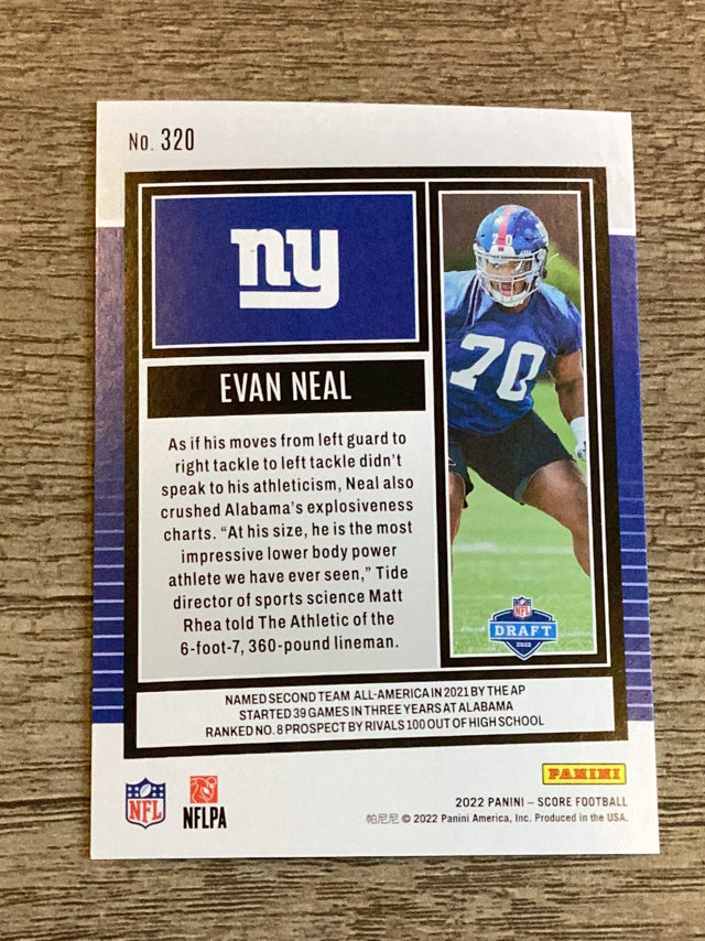 Evan Neal New York Giants NFL 2022 Score 320 RC Panini