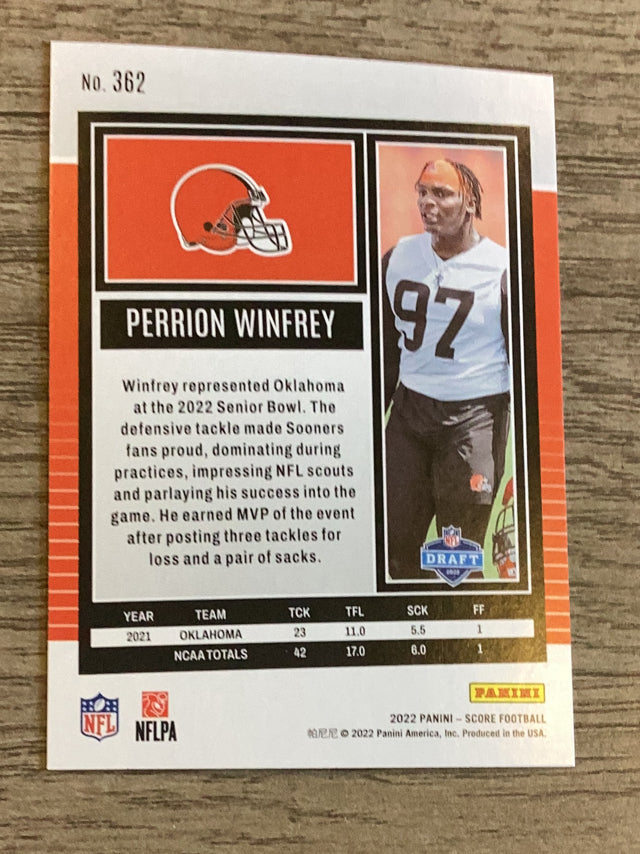 Perrion Winfrey Cleveland Browns NFL 2022 Score 362 RC Panini