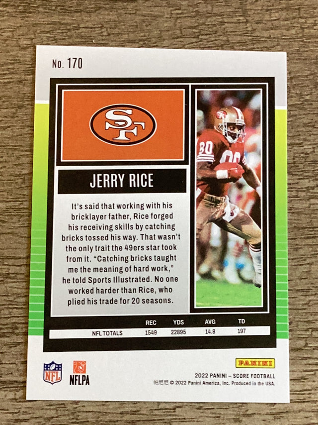 Jerry Rice San Francisco 49ers NFL 2022 Score 170 Panini