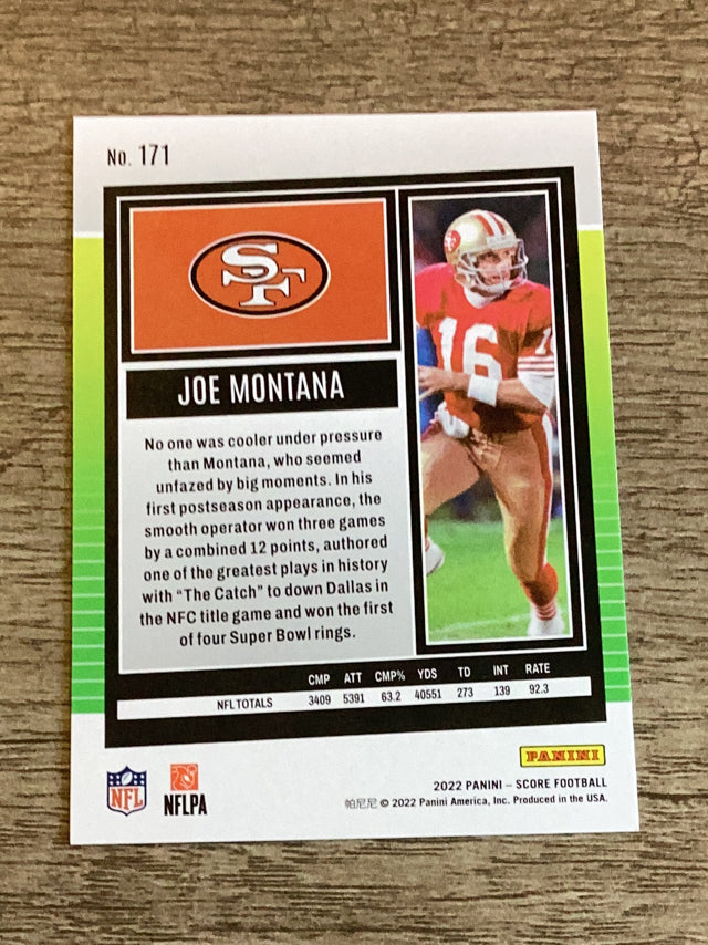 Joe Montana San Francisco 49ers NFL 2022 Score: Scorecard 171 Panini