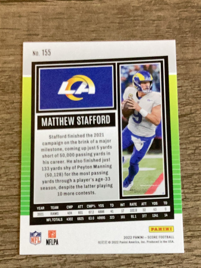 Matthew Stafford Los Angeles Rams NFL 2022 Score 155 Panini