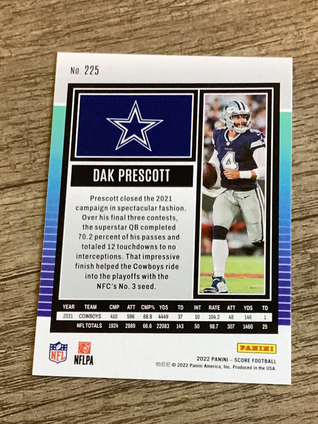 Dak Prescott Dallas Cowboys NFL 2022 Score 225 Panini