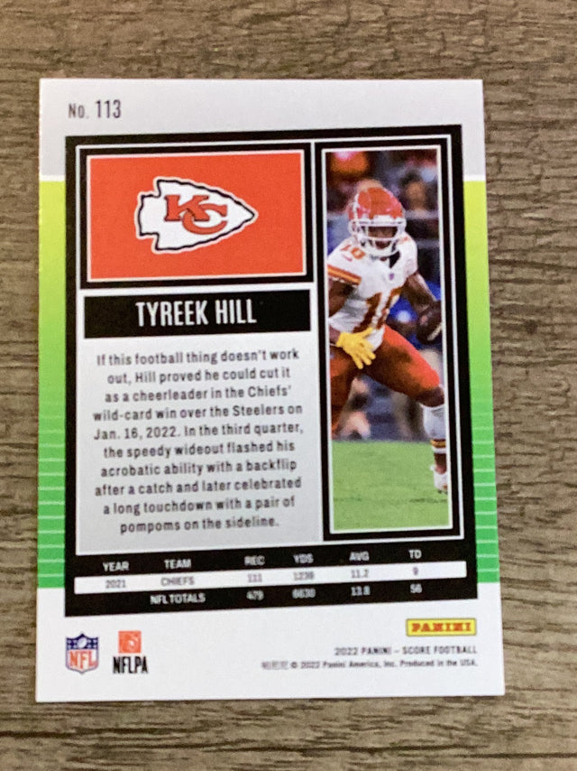 Tyreek Hill Kansas City Chiefs NFL 2022 Score 113 Panini