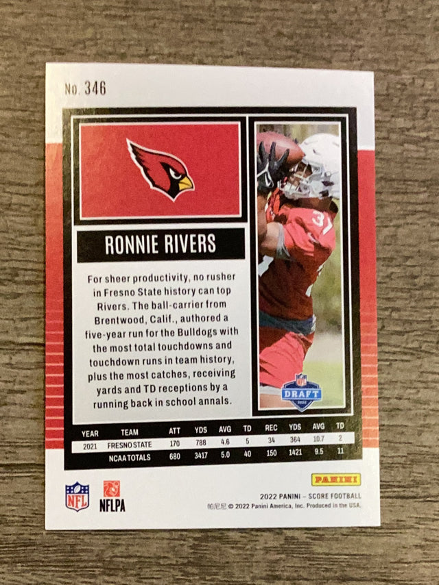 Ronnie Rivers Arizona Cardinals NFL 2022 Score 346 RC Panini