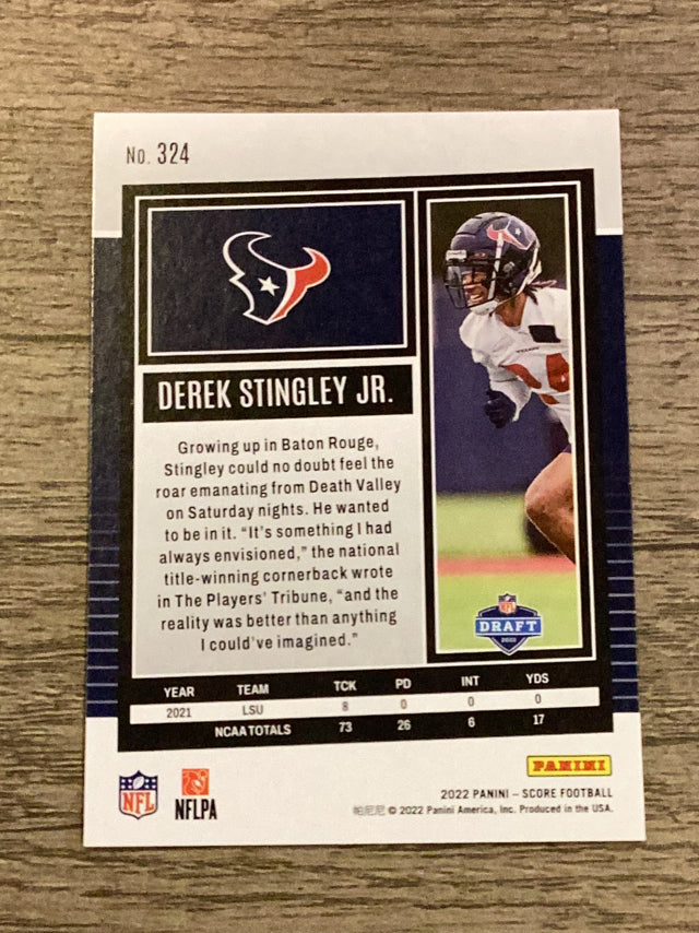 Derek Stingley Jr. Houston Texans NFL 2022 Score 324 RC Panini