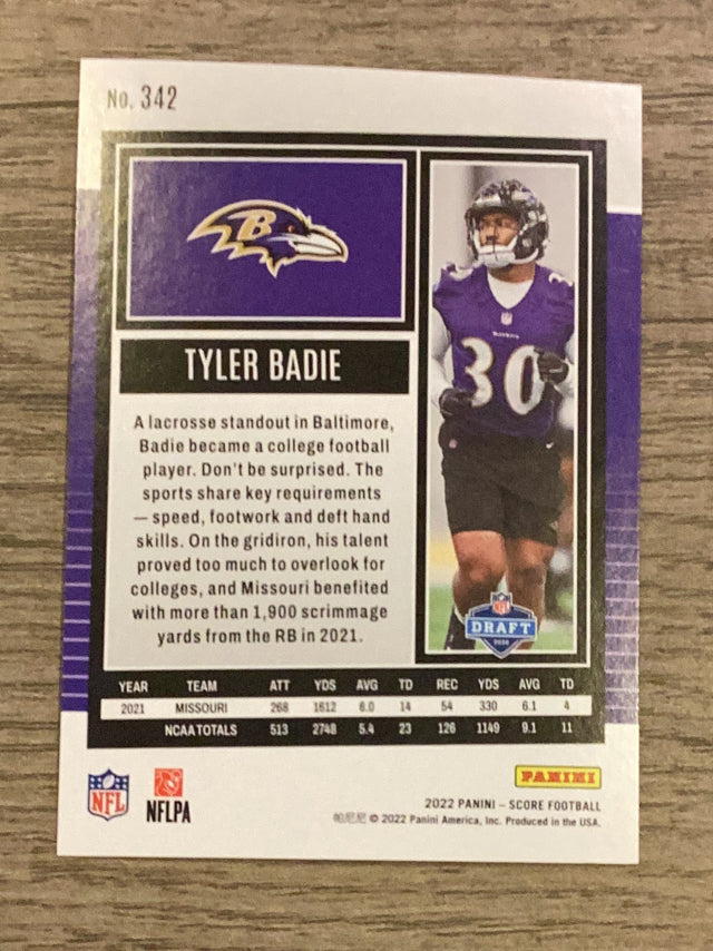 Tyler Badie Baltimore Ravens NFL 2022 Score 342 RC Panini