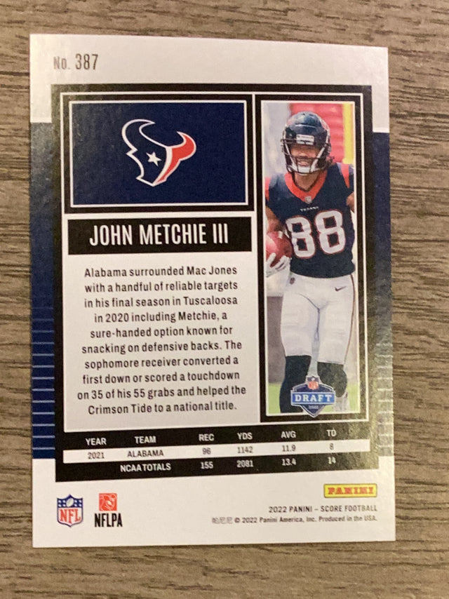 John Metchie III Houston Texans NFL 2022 Score 387 RC Panini