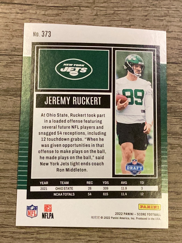 Jeremy Ruckert New York Jets NFL 2022 Score 373 RC Panini