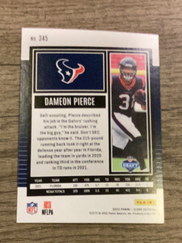 Dameon Pierce Houston Texans NFL 2022 Score 345 RC Panini