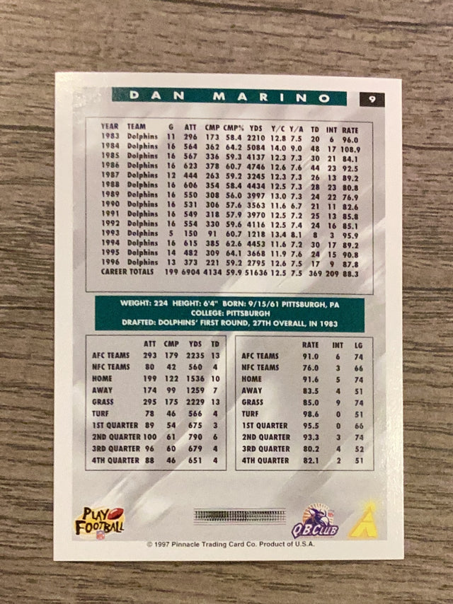 Dan Marino Miami Dolphins NFL 1997 Score 9 Panini