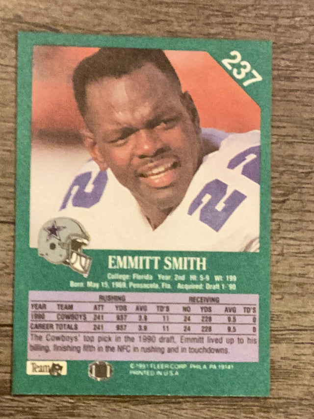 Emmitt Smith Dallas Cowboys NFL 1991 Fleer 237 Fleer