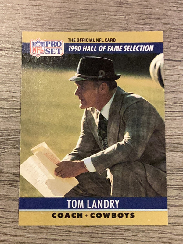 Tom Landry Dallas Cowboys NFL 1990 Pro Set 28 HOF: 1990 Hall of Fame Selection, HC, HOF