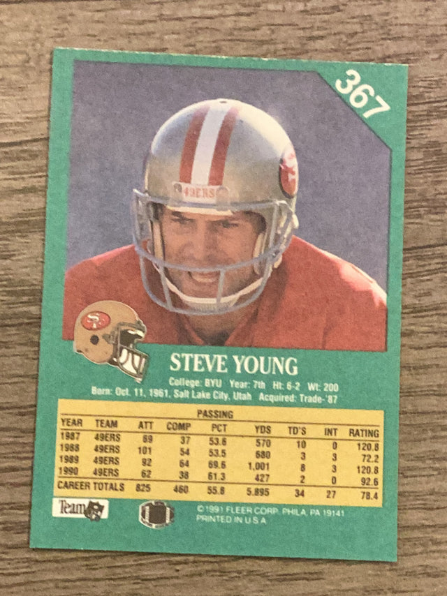 Steve Young San Francisco 49ers NFL 1991 Fleer 367 Fleer